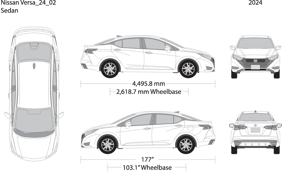 2024 Nissan Versa Sedan V02 Vehicle Wrap Template