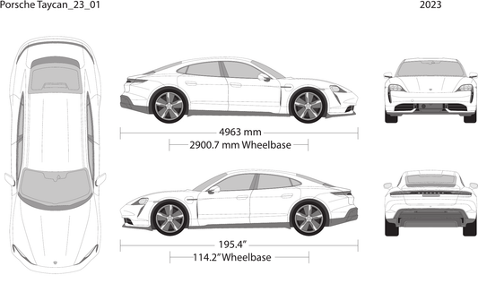 2024 Porsche Taycan vector wrap template, Design-Ready PDF - GravBase