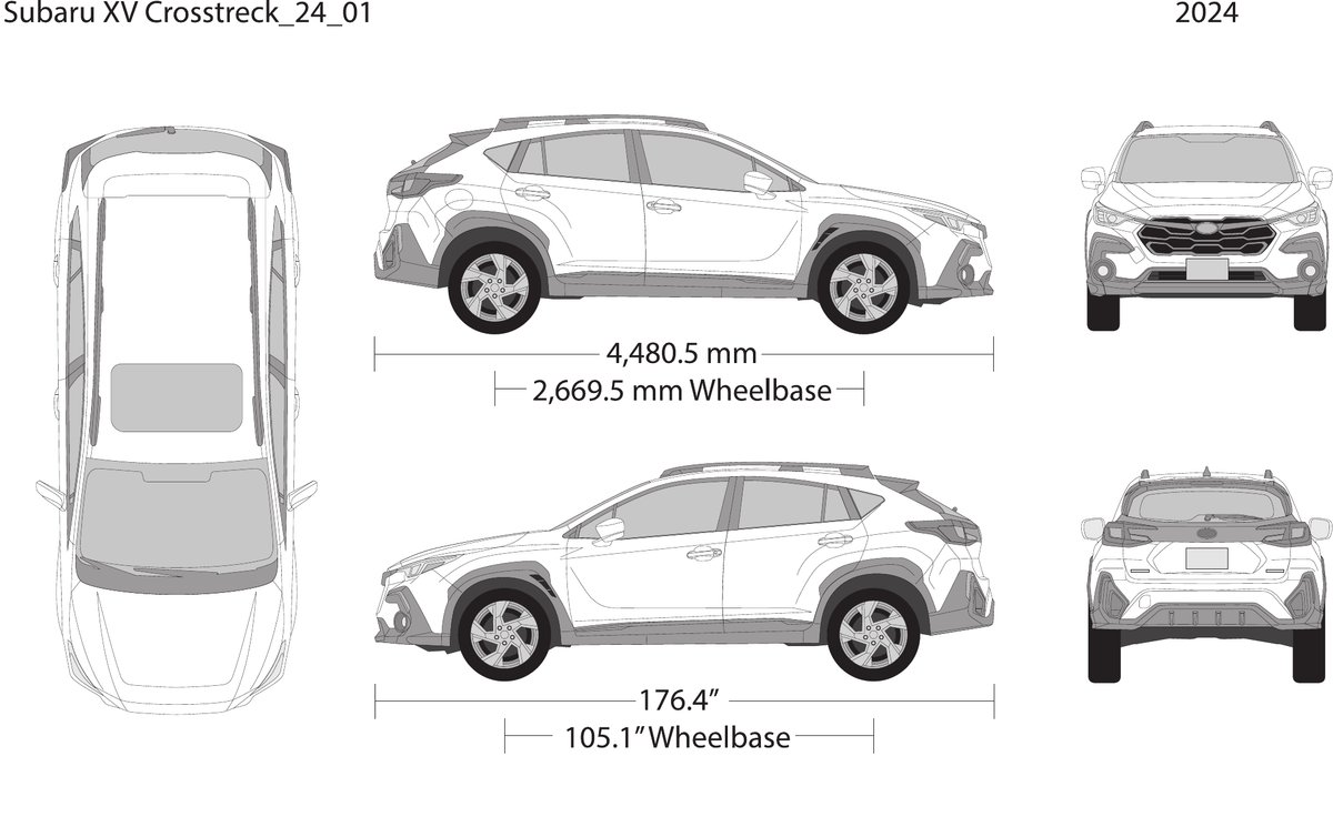 2024 Subaru XV Crosstrek vector wrap template, Design-Ready PDF - GravBase