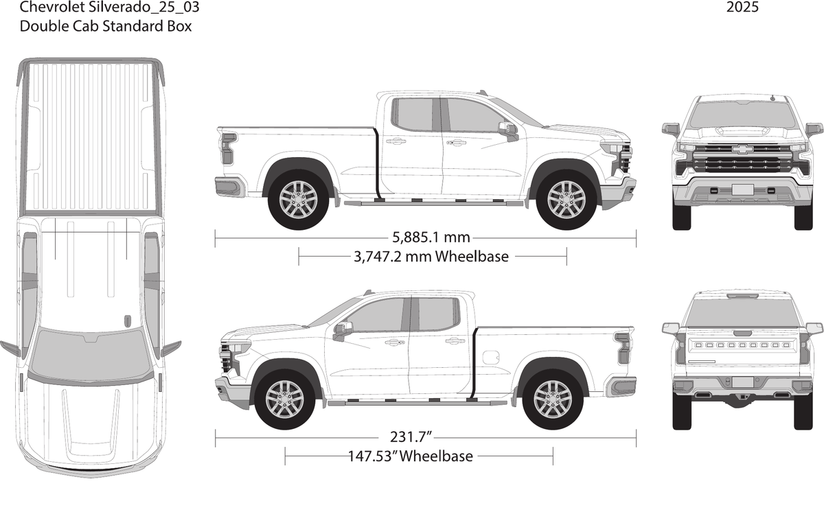 2025 Chevy Silverado 1500 Vector Wrap Template - GravBase