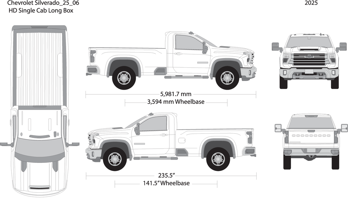 2025 Chevy Silverado 2500 3500 Hd V06 Vehicle Wrap Template