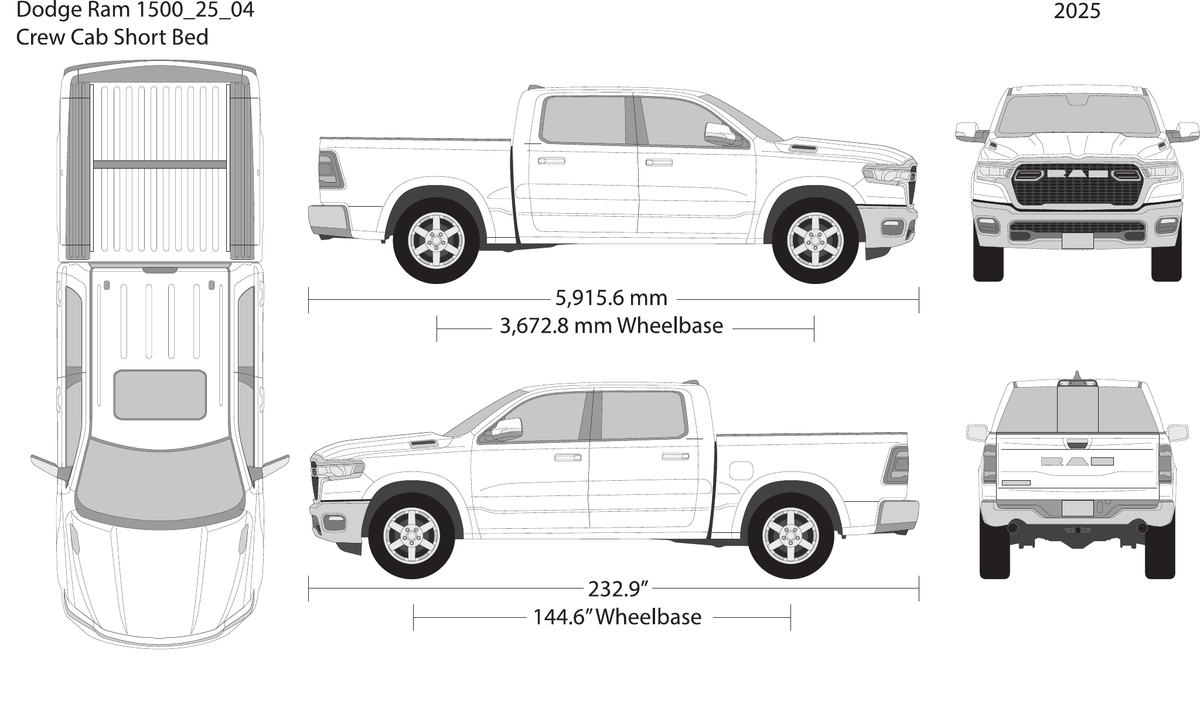 2025 Dodge Ram 1500 vector wrap template V04, Design-Ready PDF - GravBase