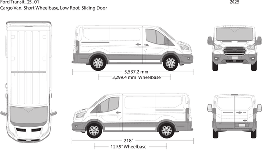 2025 Ford Transit Sliding Doors vector wrap template V01, Design-Ready PDF - GravBase