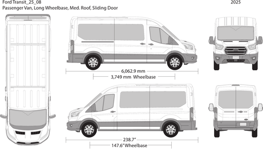 2025 Ford Transit Sliding Doors vector wrap template V08, Design-Ready PDF - GravBase