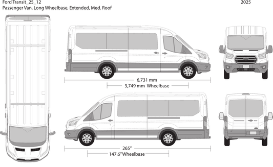 2025 Ford Transit Sliding Doors vector wrap template V12, Design-Ready PDF - GravBase