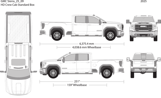 2025 GMC Sierra 2500-3500 HD vector wrap template V09, Design-Ready PDF - GravBase