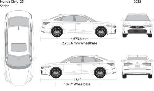 2025 Honda Civic Sedan V25 Vehicle Wrap Template