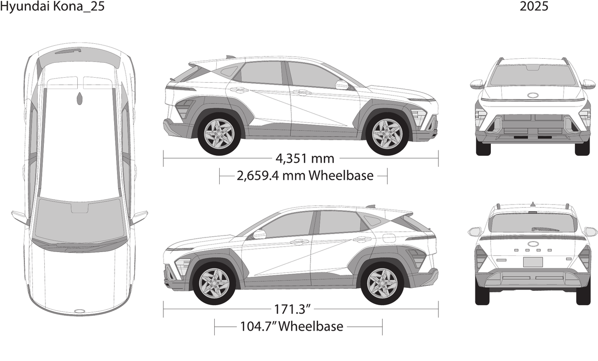 2025 Hyundai Kona vector wrap template, Design-Ready PDF - GravBase