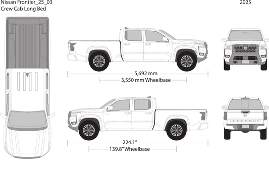 2025 Nissan Frontier vector wrap template V03, Design-Ready PDF - GravBase