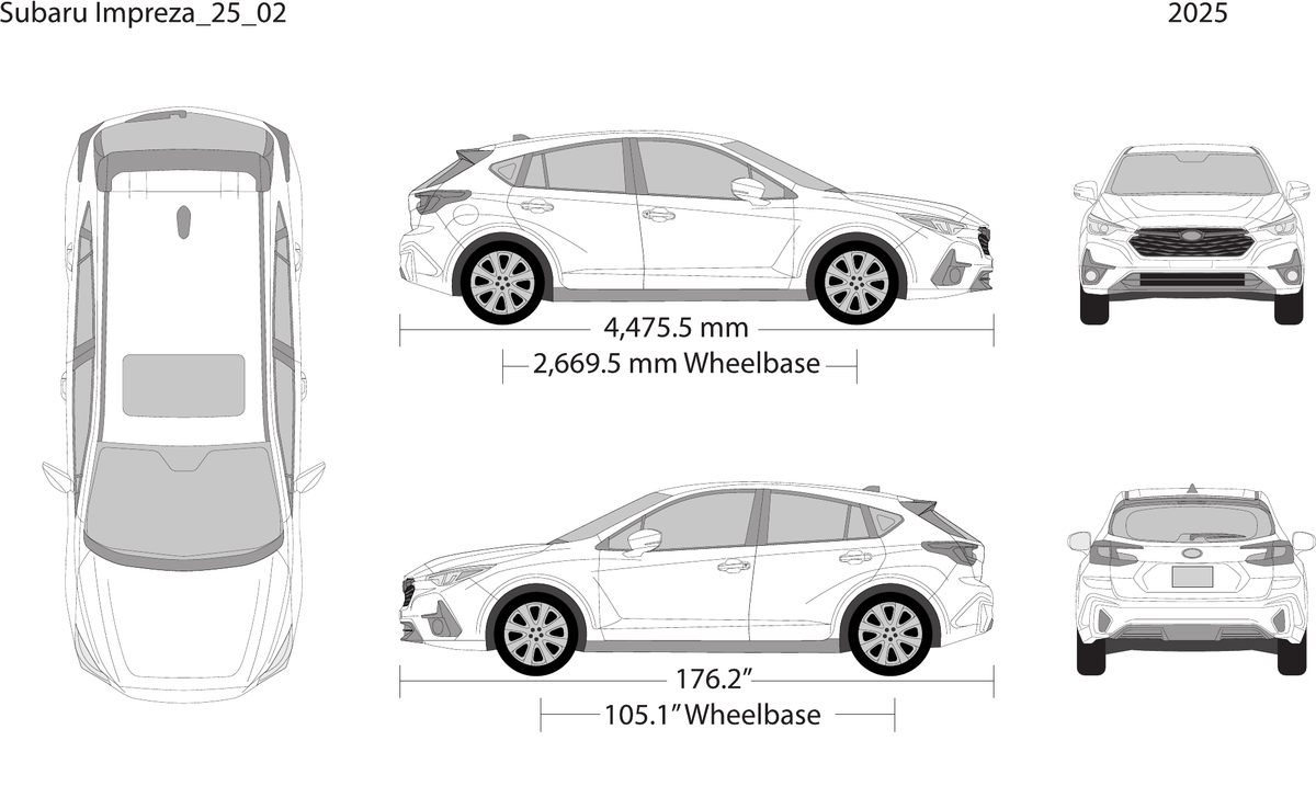 2025 Subaru Impreza vector wrap template, Design-Ready PDF - GravBase