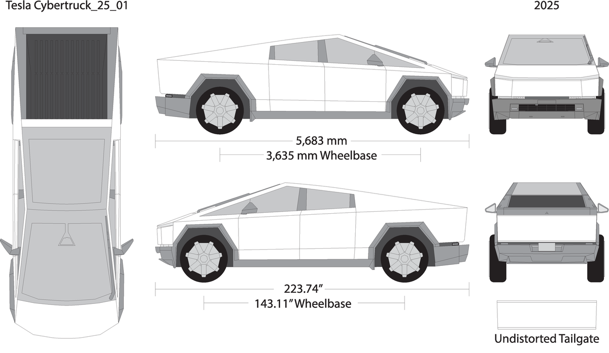 2025 Tesla Cybertruck V01 Vehicle Wrap Template