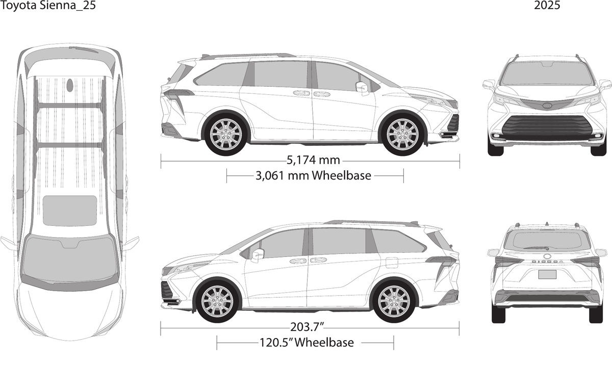 2025 Toyota Sienna vector wrap template, Design-Ready PDF - GravBase