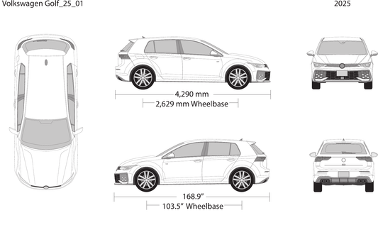 2025 Volkswagen Golf vector wrap template, Design-Ready PDF - GravBase