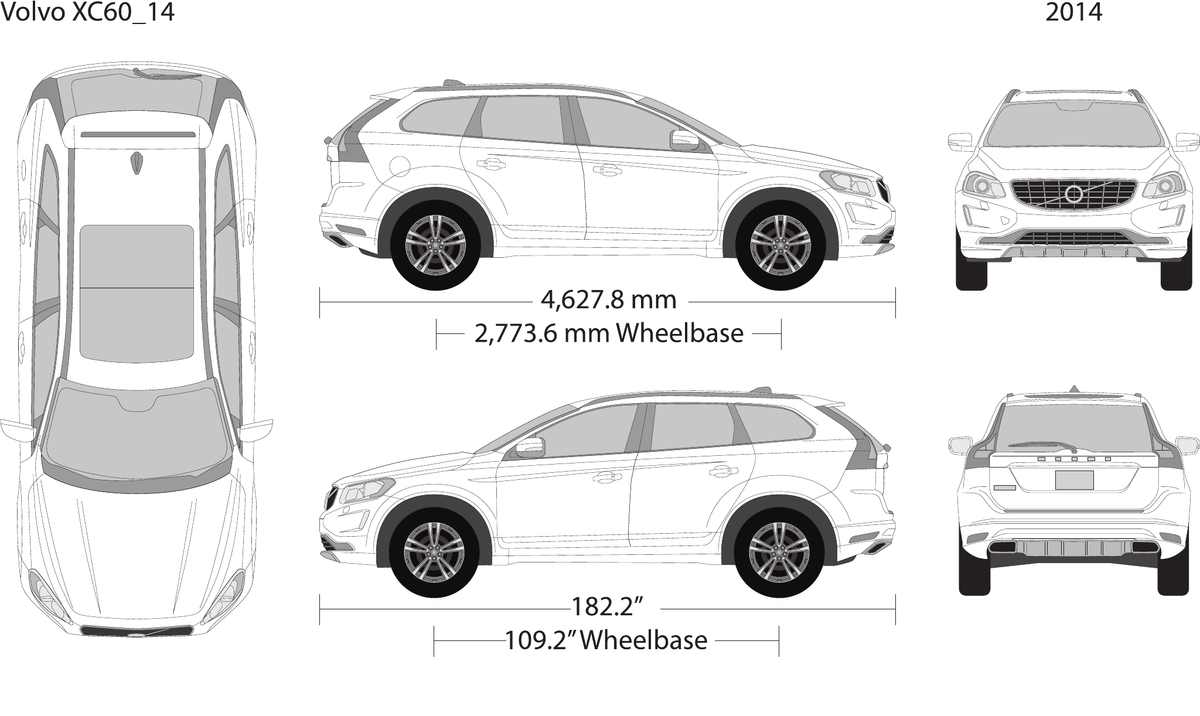 Volvo XC60 vector wrap template V14, Design-Ready PDF - GravBase