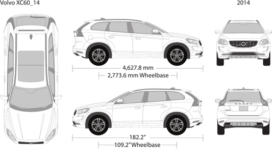 Volvo XC60 vector wrap template V14, Design-Ready PDF - GravBase