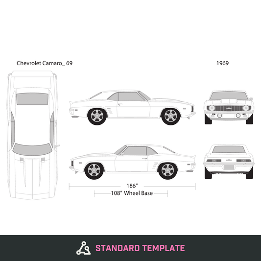 1969 Chevy Camaro vector wrap template, Design-Ready PDF - GravBase