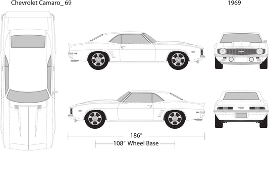 1969 Chevy Camaro vector wrap template, Design-Ready PDF - GravBase