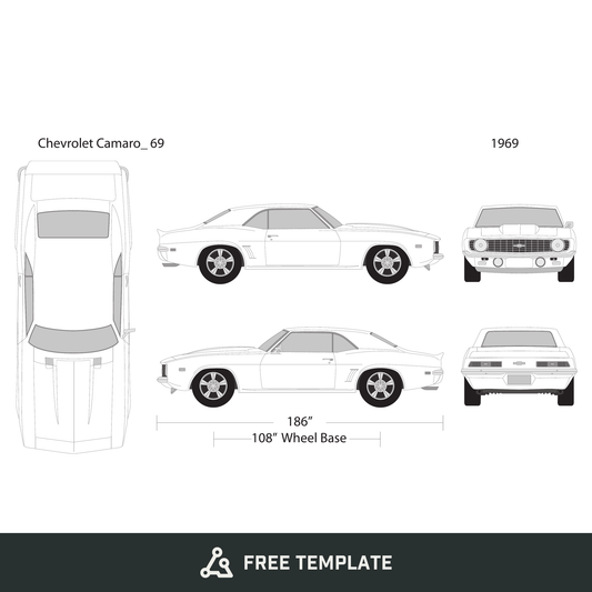 1969 Chevy Camaro free vector vehicle wrap template - GravBase