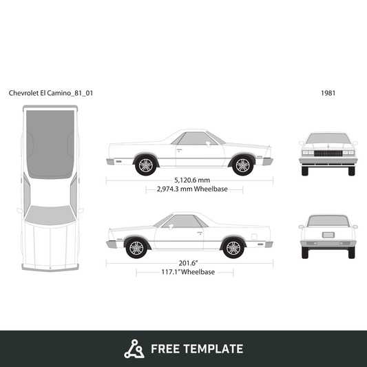 1981 Chevy El Camino free vector vehicle wrap template - GravBase
