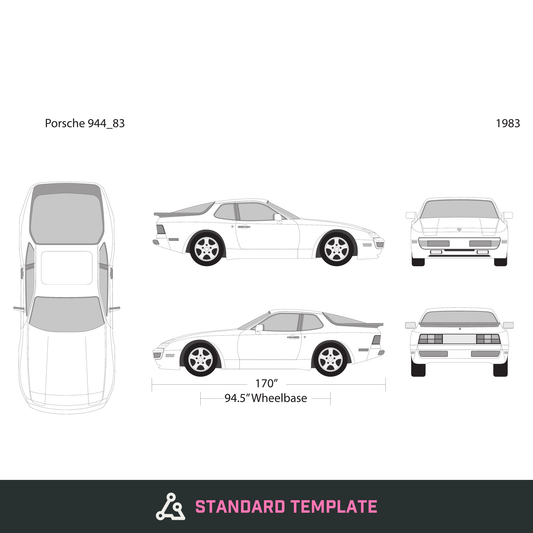 1983 Porsche 944 vector wrap template, Design-Ready PDF - GravBase