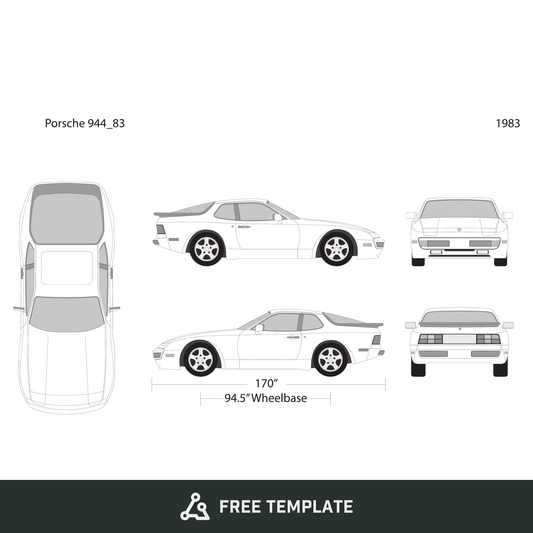 1983 Porsche 944 free vector vehicle wrap template - GravBase