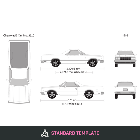 1985 Chevy El Camino vector wrap template, Design-Ready PDF - GravBase