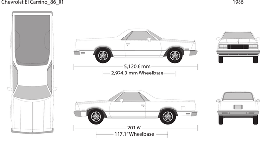 1986 Chevy El Camino Vector Wrap Template - GravBase