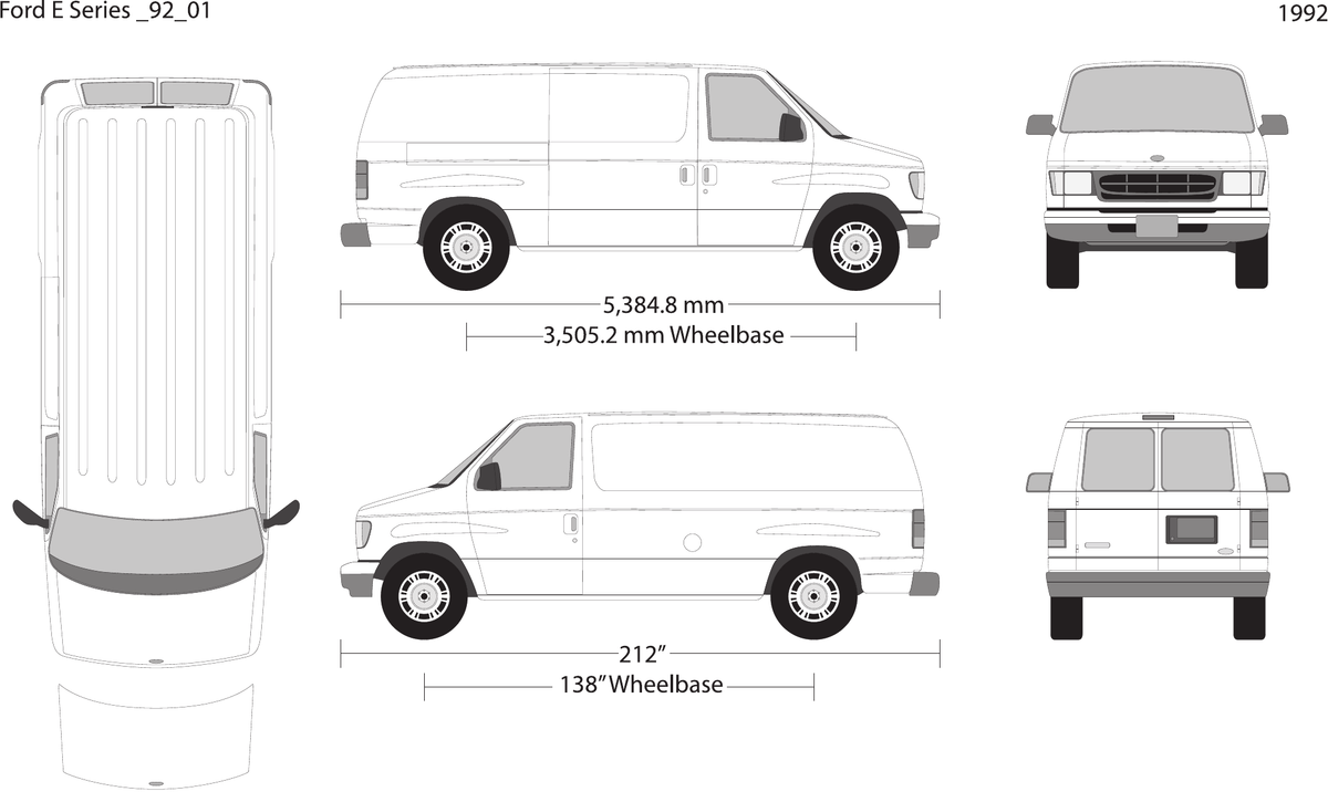 1992 Ford E Series vector wrap template V01, Design-Ready PDF - GravBase