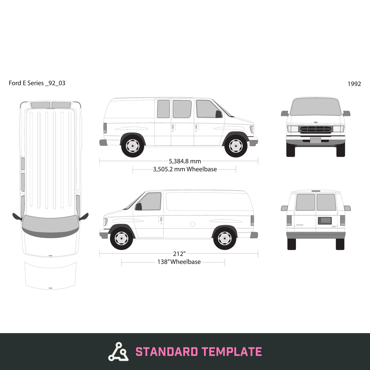 1992 Ford E Series vector wrap template V03, Design-Ready PDF - GravBase