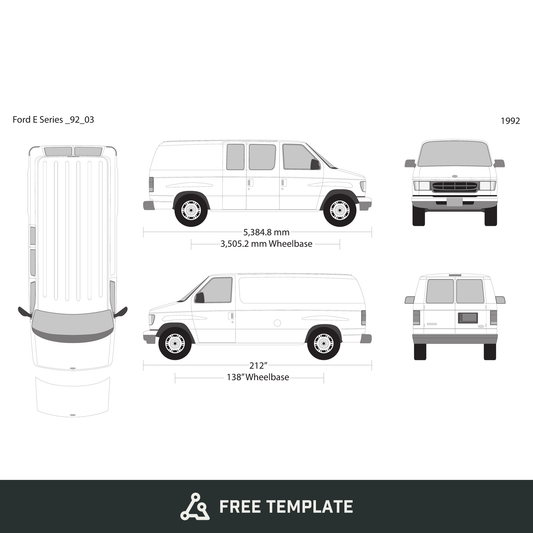 1992 Ford E Series free vector vehicle wrap template - GravBase