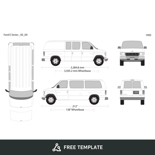 1992 Ford E Series free vector vehicle wrap template - GravBase