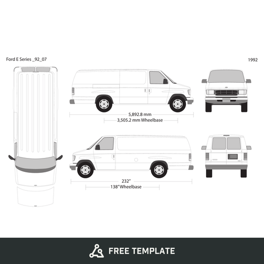 1992 Ford E Series free vector vehicle wrap template - GravBase