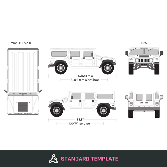 1992 Hummer H1 vector wrap template V01, Design-Ready PDF - GravBase