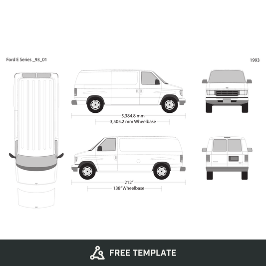 1993 Ford E Series free vector vehicle wrap template - GravBase
