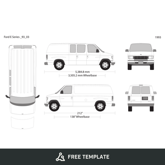 1993 Ford E Series free vector vehicle wrap template - GravBase