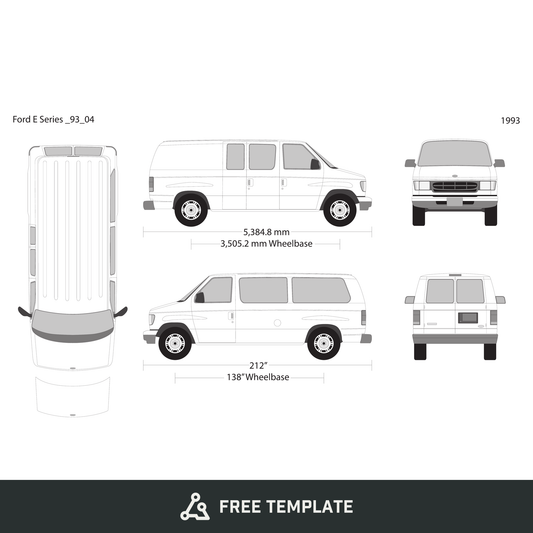 1993 Ford E Series free vector vehicle wrap template - GravBase