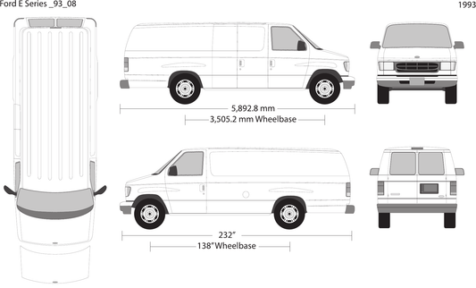 1993 Ford E Series vector wrap template V08, Design-Ready PDF - GravBase