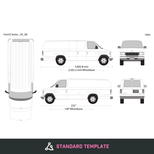 1993 Ford E Series vector wrap template V08, Design-Ready PDF - GravBase
