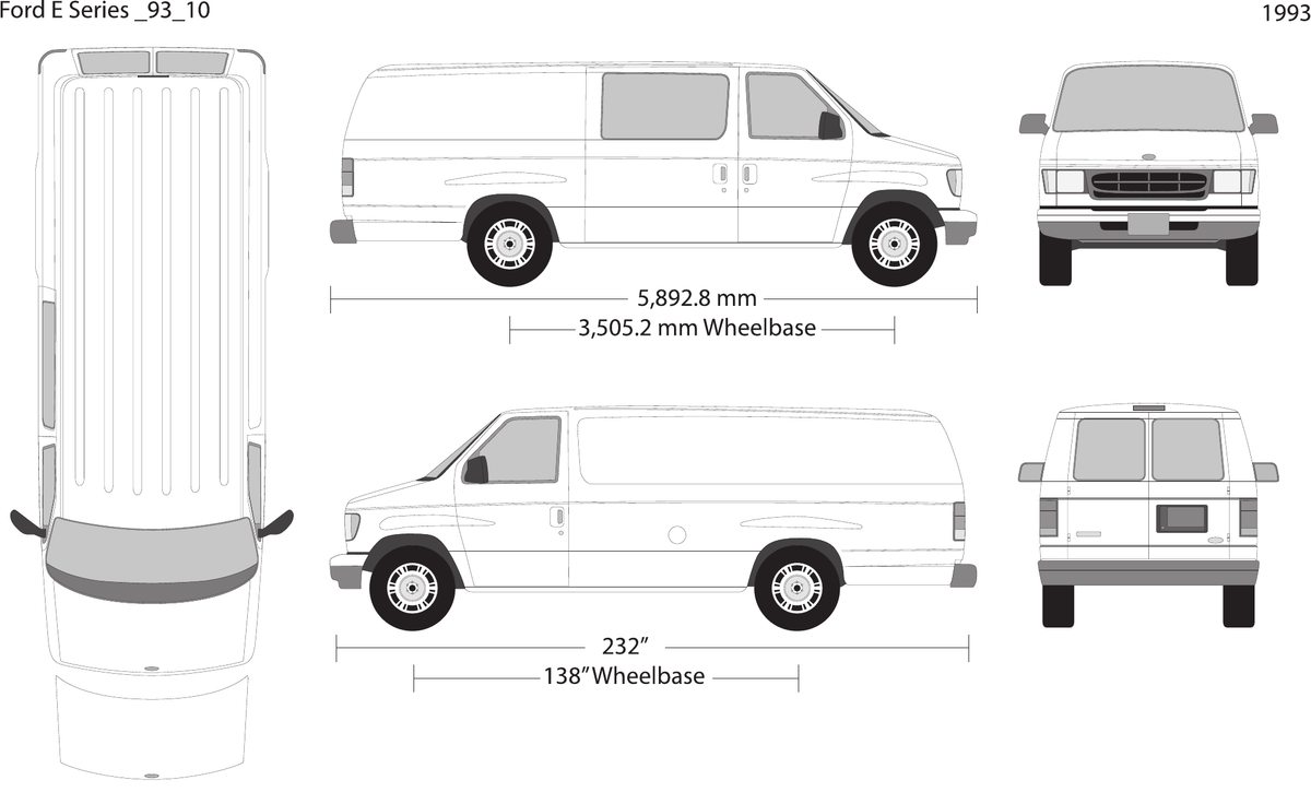 1993 Ford E Series vector wrap template V10, Design-Ready PDF - GravBase