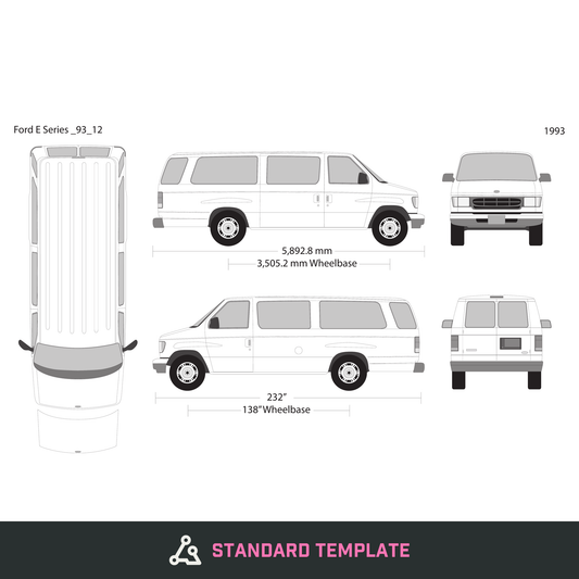 1993 Ford E Series vector wrap template V12, Design-Ready PDF - GravBase