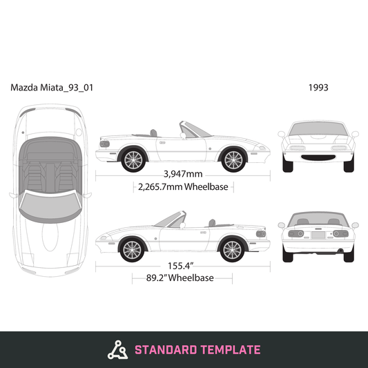 1993 Mazda Miata vector wrap template, Design-Ready PDF - GravBase