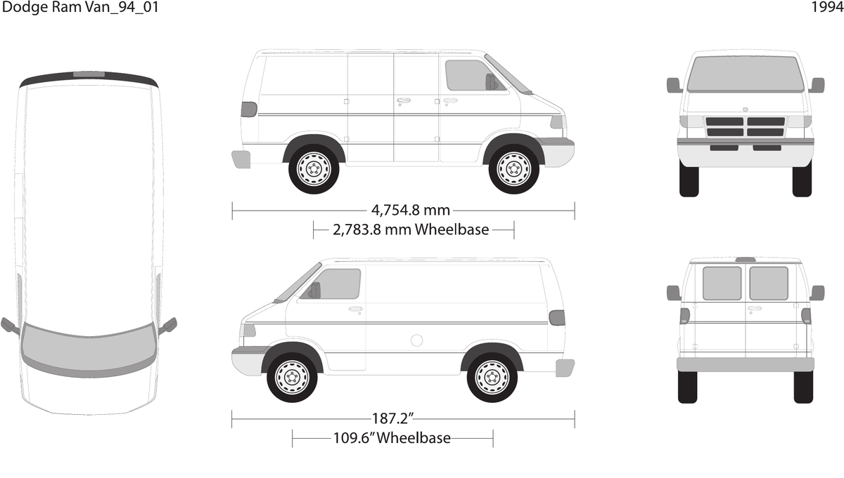 1994 Dodge Ram Van Vector Wrap Template - GravBase