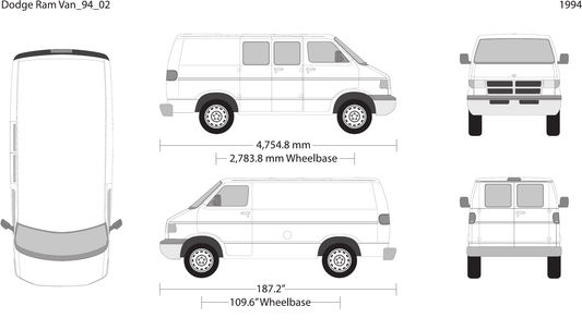 1994 Dodge Ram Van vector wrap template V02, Design-Ready PDF - GravBase