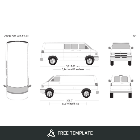 1994 Dodge Ram Van free vector vehicle wrap template - GravBase