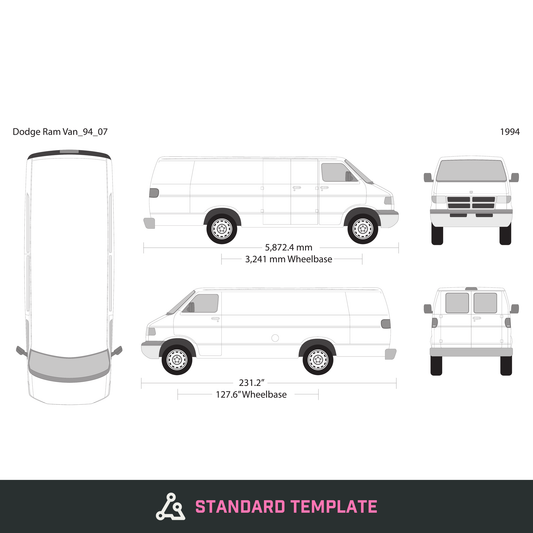 1994 Dodge Ram Van vector wrap template V07, Design-Ready PDF - GravBase