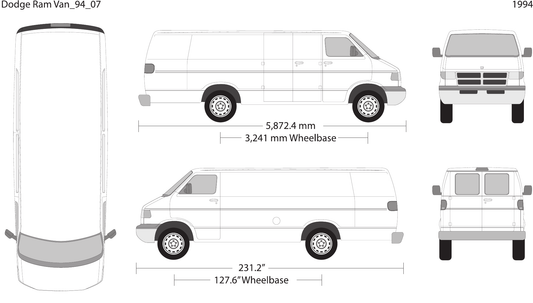 1994 Dodge Ram Van vector wrap template V07, Design-Ready PDF - GravBase