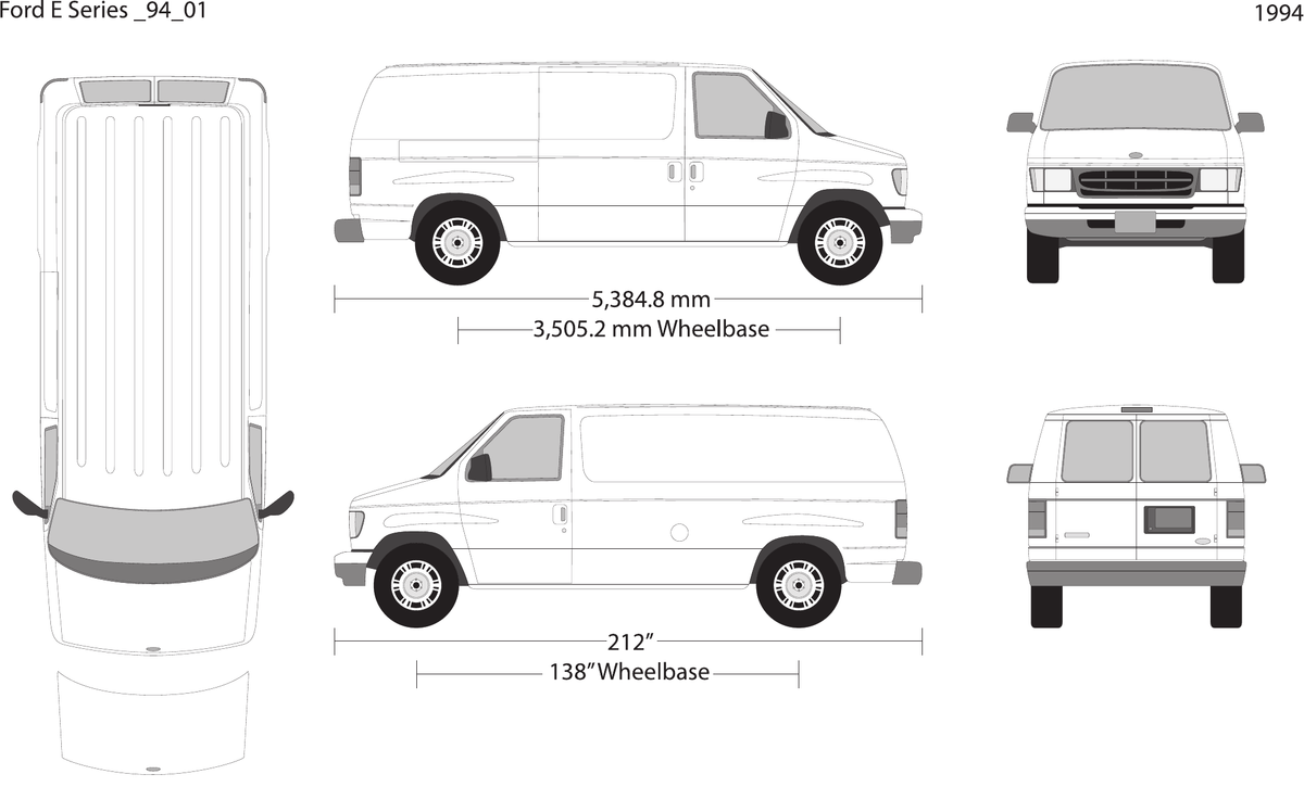 1994 Ford E Series vector wrap template V01, Design-Ready PDF - GravBase