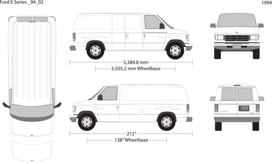 1994 Ford E Series vector wrap template V02, Design-Ready PDF - GravBase