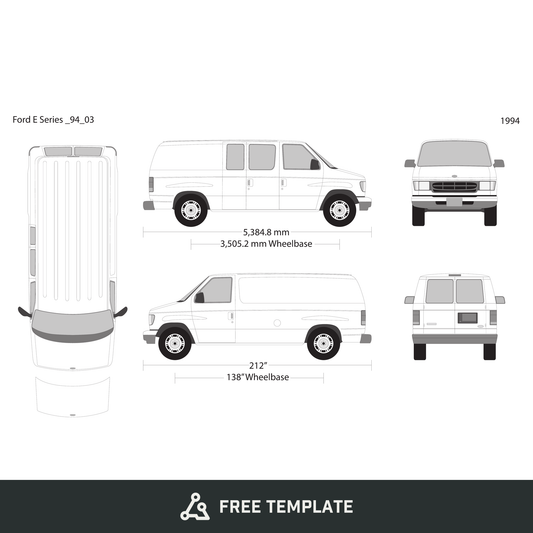 1994 Ford E Series free vector vehicle wrap template - GravBase
