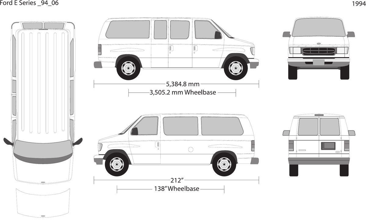 1994 Ford E Series Vector Wrap Template - GravBase
